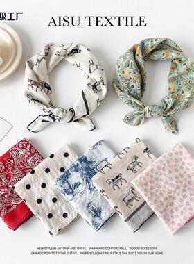 Cotton scarf with small cashew print scarf丝巾小腰果印花围巾