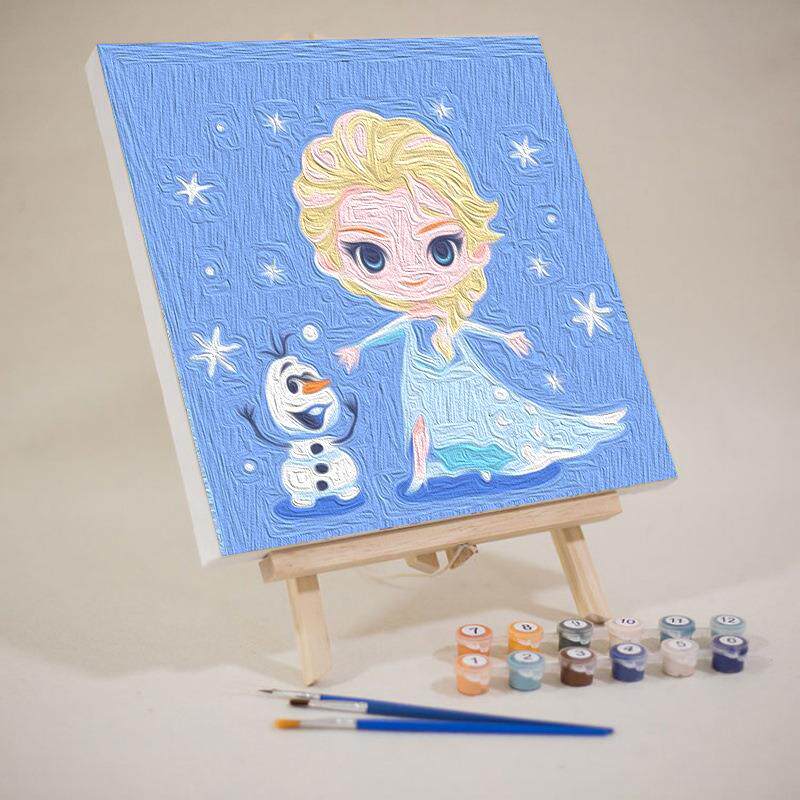手工数字油画diy儿童小学生油彩画填色小尺寸涂色填充水彩画画