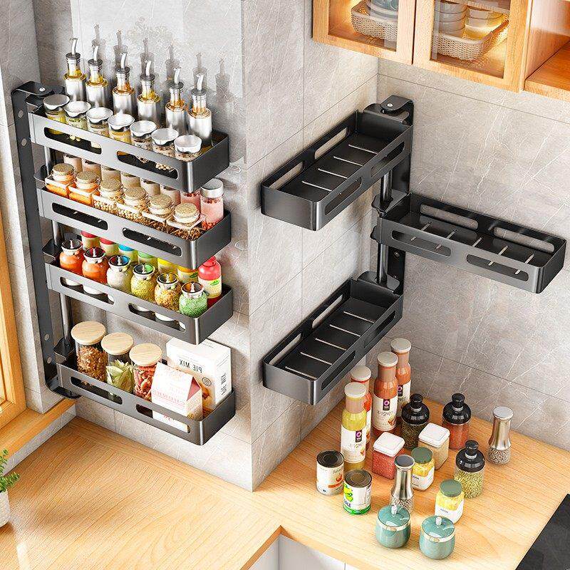 可旋转厨房调料置物架壁挂式转角调味品置物架家用佐料墙角收纳层