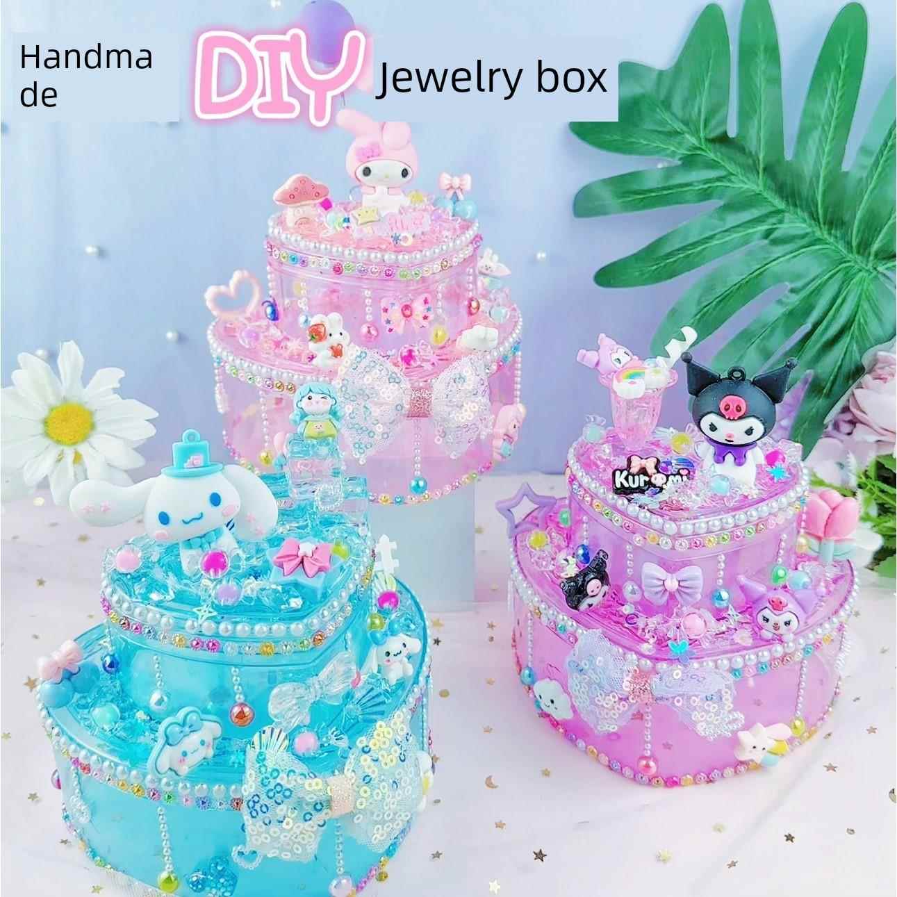 儿童手工DIY奶油胶双层爱心首饰盒三立鸥收纳盒糖果盒女孩儿玩具