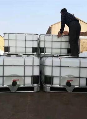 黑色大口径吨桶500L加厚pe塑料方桶带框架液体运输桶包装桶带盖