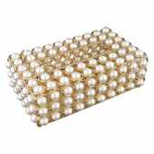 欧美ins抽纸盒 办公桌面奢华创意纸巾盒 珍珠金色家用客厅收纳盒