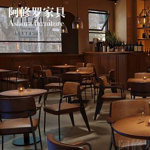 工业风酒吧酒馆清吧西餐厅茶楼卡座咖啡烧烤店接待休息区桌椅组合