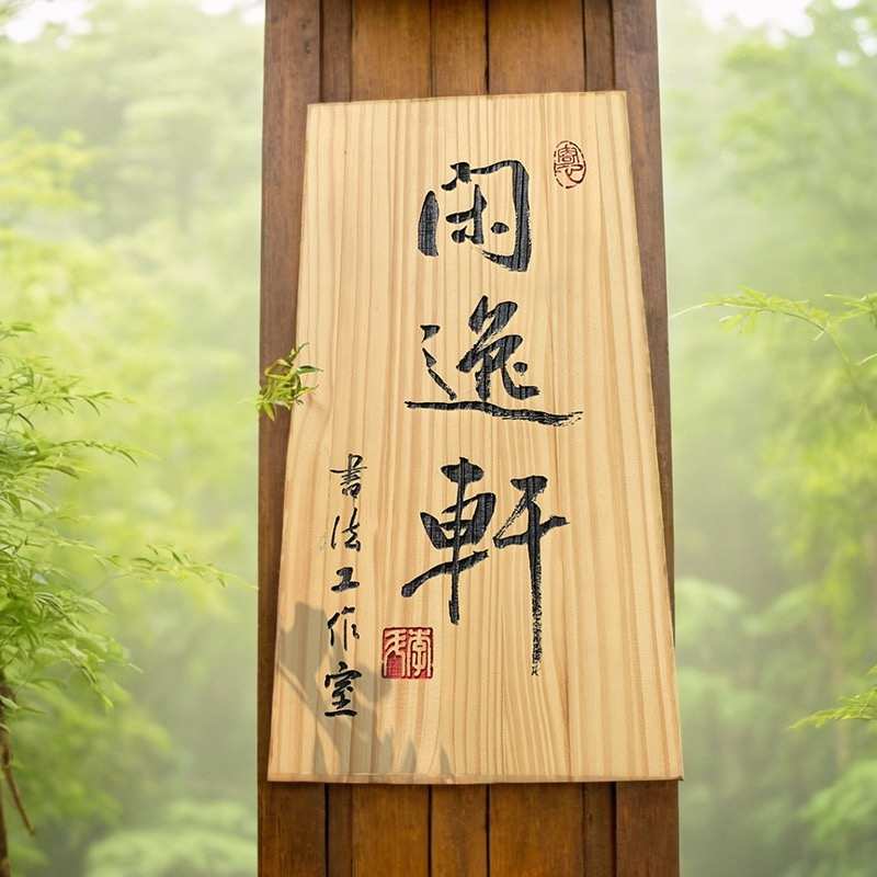 实木门牌定制日式挂牌匾雕刻字创意复古中式指示牌工作室木质招牌