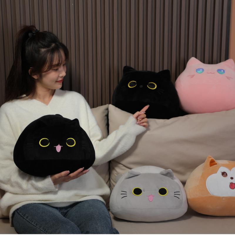 卡通猫咪抱枕黑猫办公仔动物女生舍睡宿觉绒毛玩具抱枕 公室家居