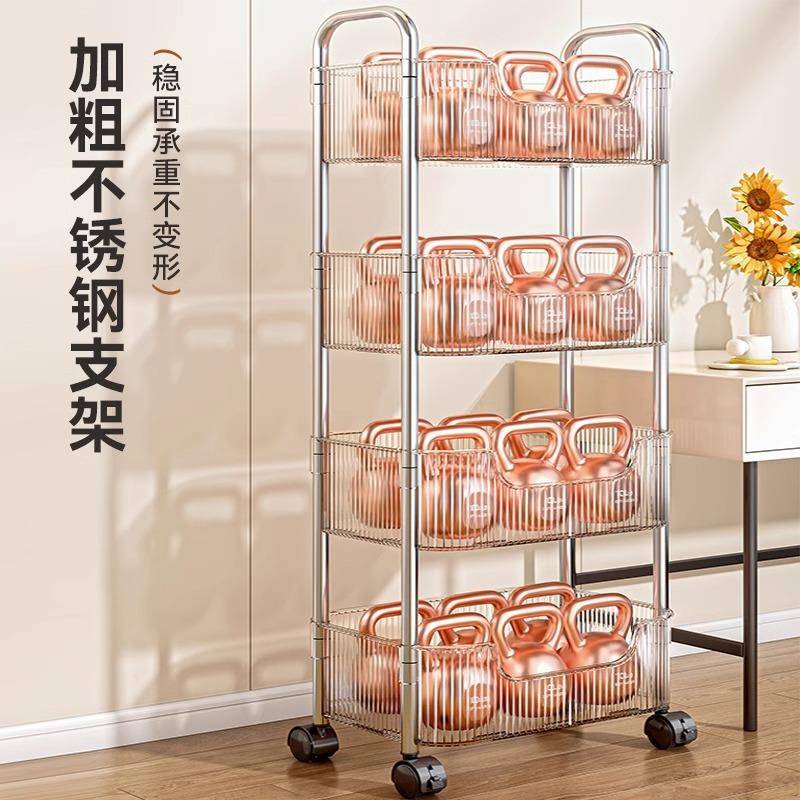 书包置物架家用化妆品杂物透明带轮收纳架学生宿舍书本落地整理架
