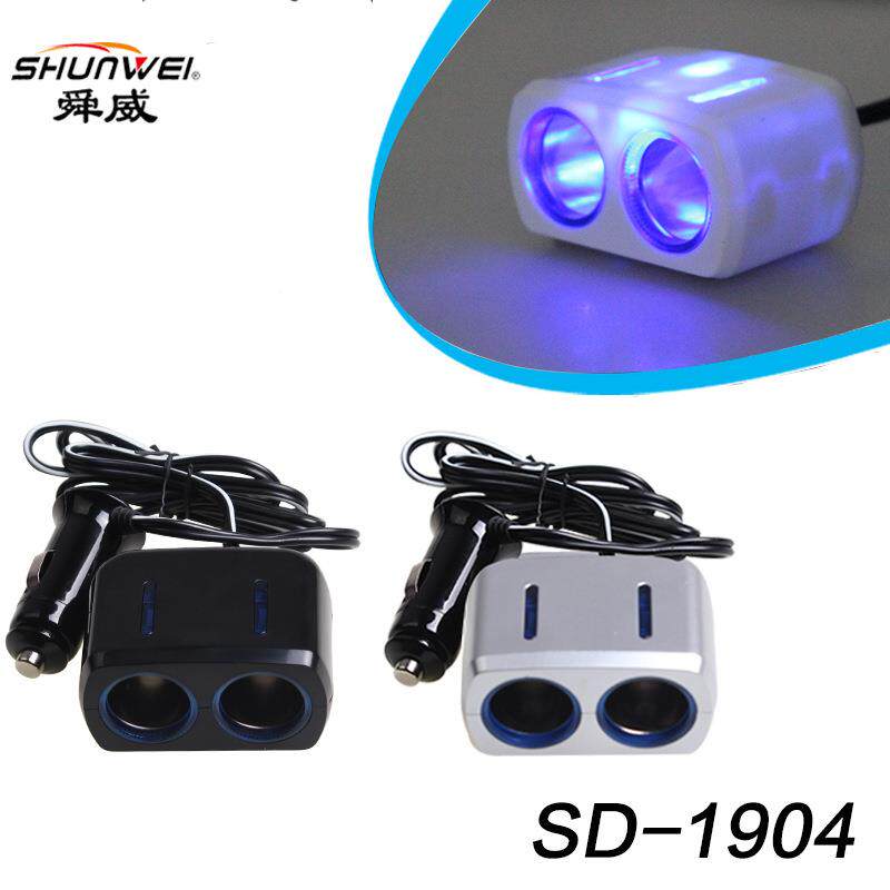 舜威电源分配器点烟器100W车载手机充电器SD-1904T一拖二快充