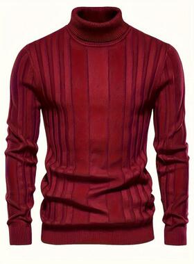 2025跨境新款 Men's Sweaters 领针织套头衫粘胶混纺针织套头衫