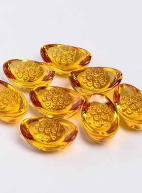 【新款】50mm铜钱金元宝，黄水晶小元宝 摆件厂家