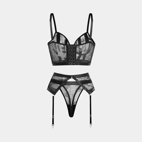 Underwear set with steel rims, lace, ultra-thin four