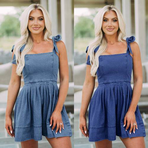Strap denim women's dress 吊带牛仔女式连衣裙