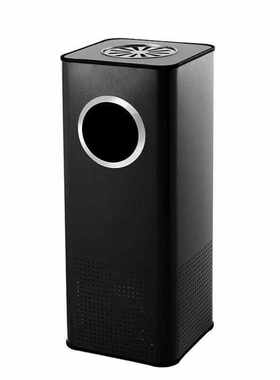 庄太太酒店大堂商场立式烟灰缸垃圾桶黑色侧投25*25*62cmT-9907