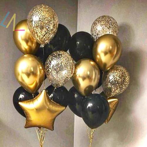 30Pcs Gold Black Balloons Birthday Party Decorations Ballons