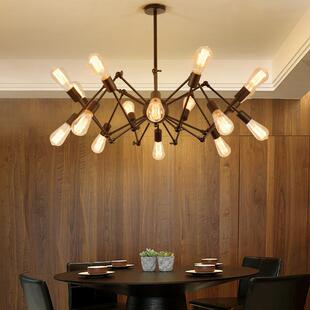 工业风吊灯创意个性复古北欧餐厅客厅服装店灯具铁艺蜘网灯