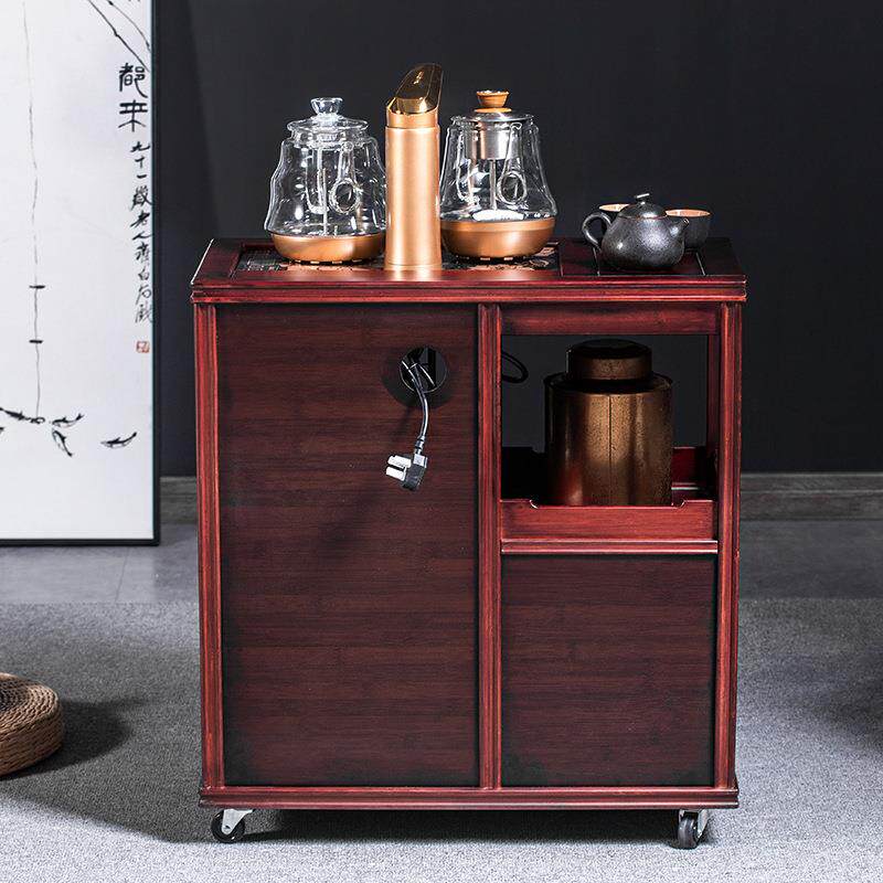 竹茶客柜水HFU壶一体边新中烧式置物柜架厅家用茶桌侧边柜移动小