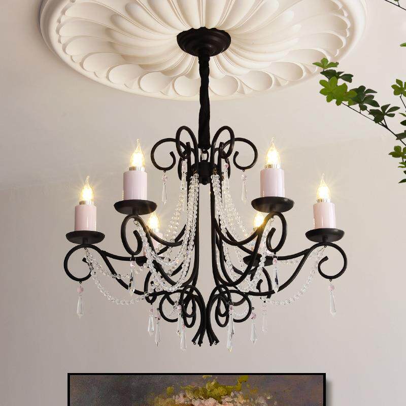 法式水晶吊灯客厅主灯奶油田园风公主房间灯饰餐厅卧室小清新灯具