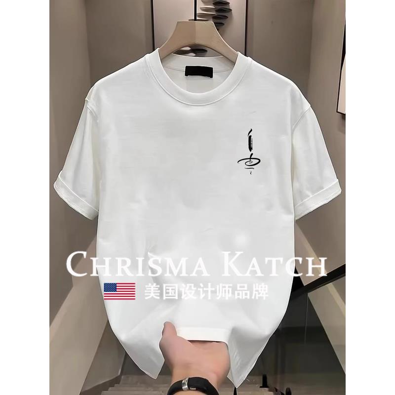 出口美国Chrisma Katch~重磅短袖t恤夏季纯棉美式宽松白色衣服
