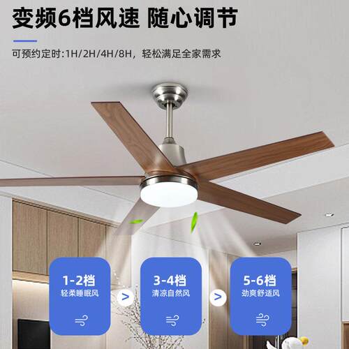 复古胡桃木家用客厅风扇灯美式大风力餐厅吊扇灯工业商用电扇吊灯