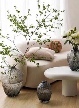 简约大肚落地锤纹吊钟马醉木灰色水培玻璃花瓶家居装饰花器摆件