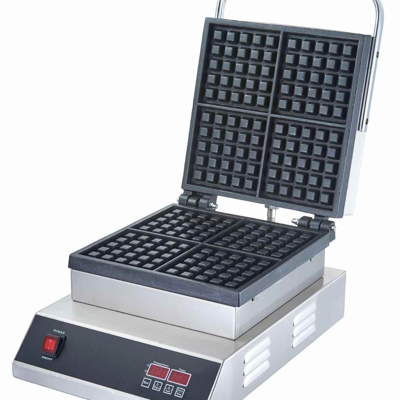 广州首飞商用数显系统比利时华夫炉大四格电饼铛两面均匀加热烤饼