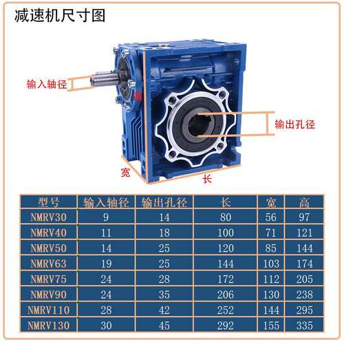 n减rv速机单输入轴蜗轮减速手摇小型铝壳涡轮蜗器齿轮箱杆BOF变速