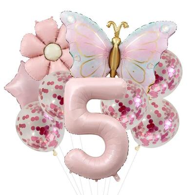 Butterfly Balloons 5th Birthday Decor for Girls Pink Butterf