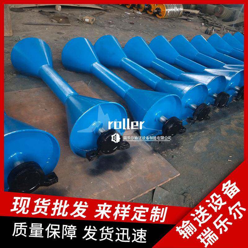 供应喇叭滚筒槽型滚筒输送机配件输送带托辊镀锌滚轴喇叭托辊