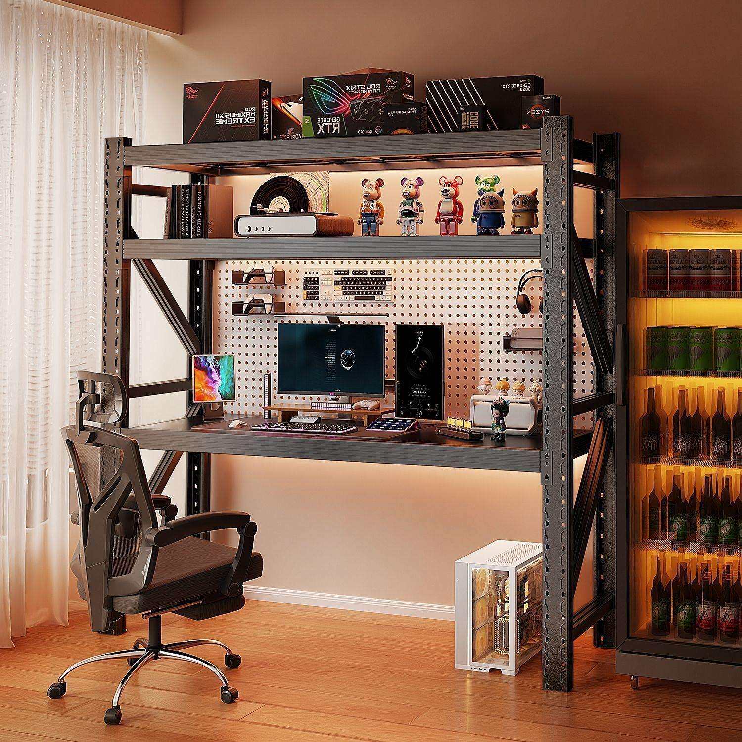 电脑桌椅套装一套加厚家用办公学习桌电竞房机械主机一体收纳架厂