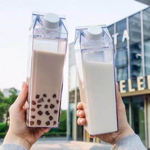 500ml/1000ml Creative Home Milk Carton Water Bottle Transpar