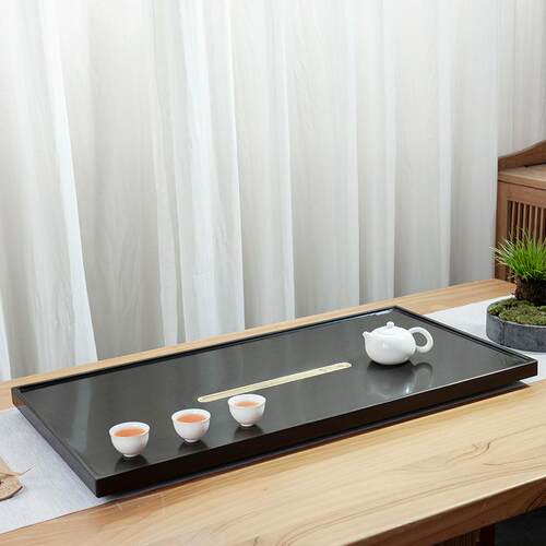 天然乌金石茶盘家用客厅功夫石头茶具茶台简约茶海排水黑金石干泡