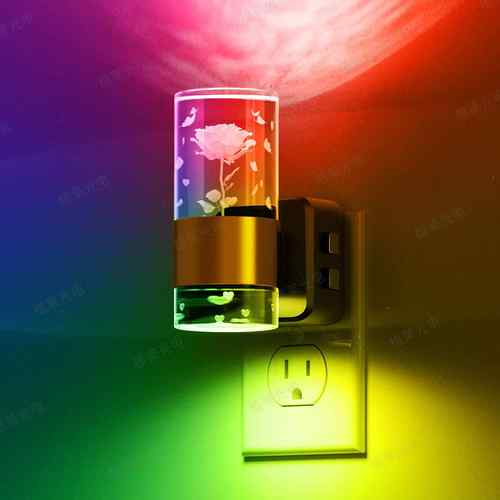 可旋转插电小夜灯GY197RS玫瑰彩光RGB夜间氛围装饰感应灯