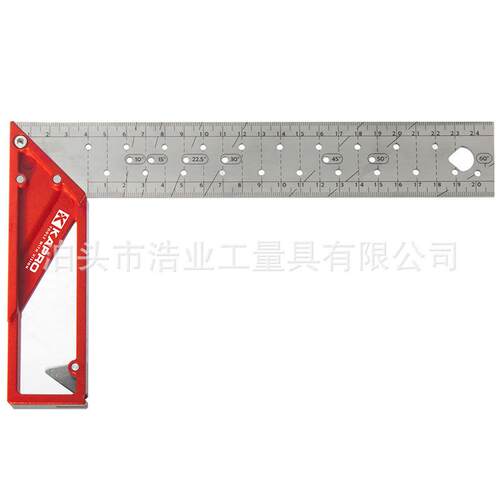 90度不锈钢直角尺以色列KAPRO木工标注划线洞洞尺 开普路宽座角尺