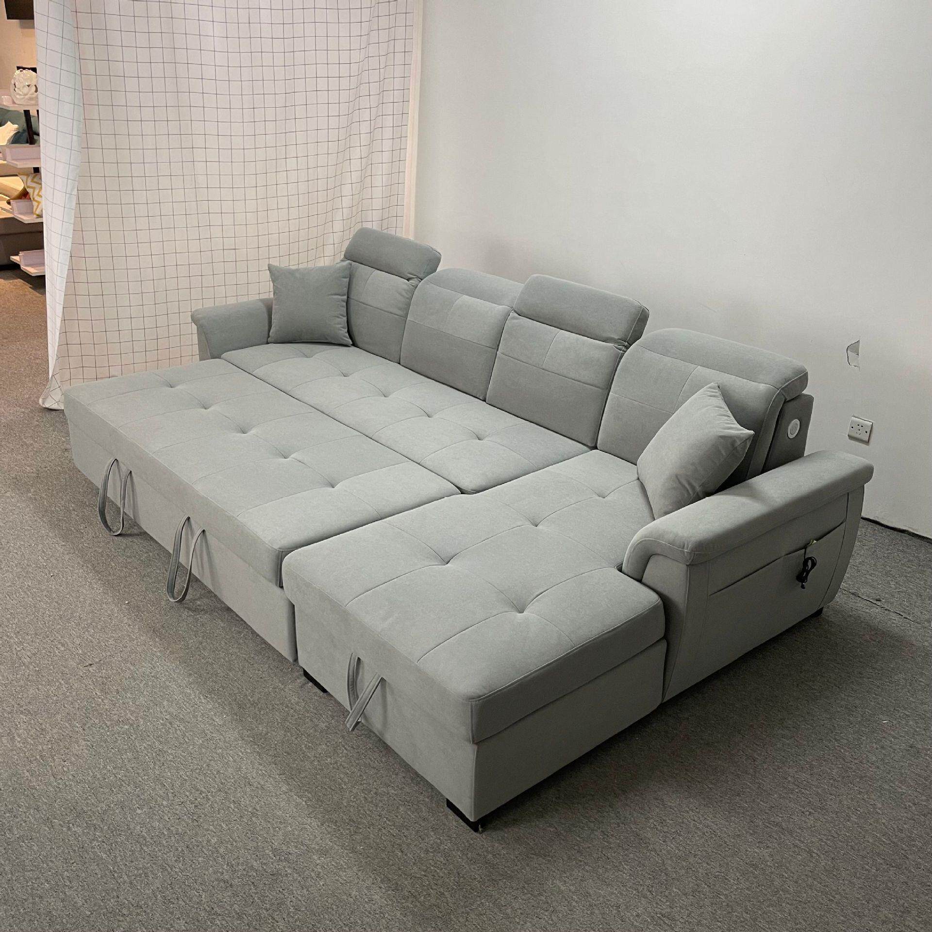 多功能现代简约风折叠沙发床 小户型转角客厅沙发可储物 两用科技