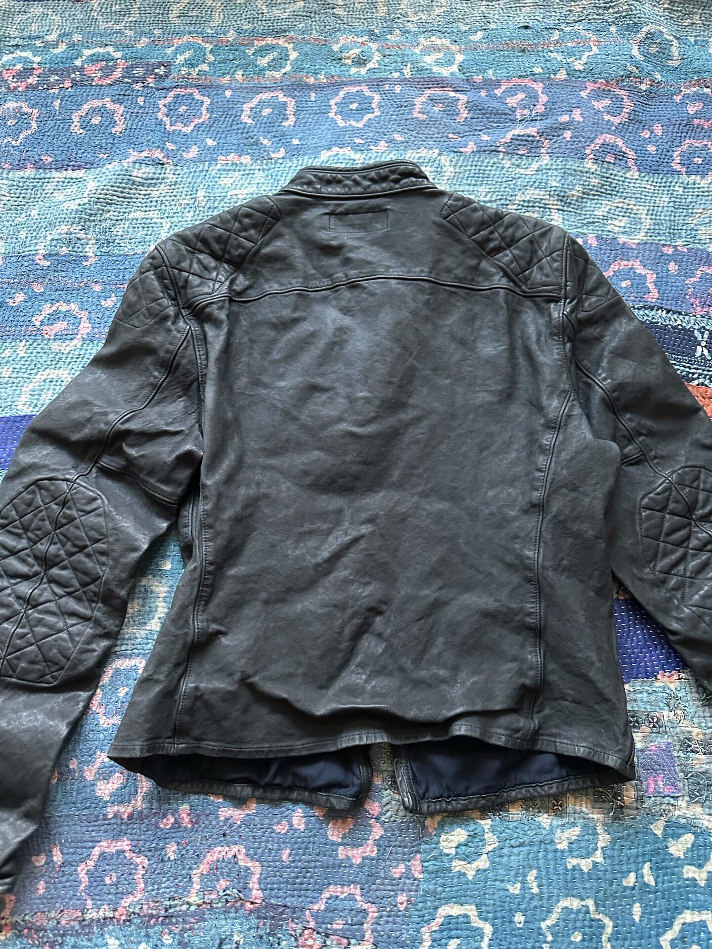 Ralph Lauren Black Label Distressed Leather Moto Jacket — front