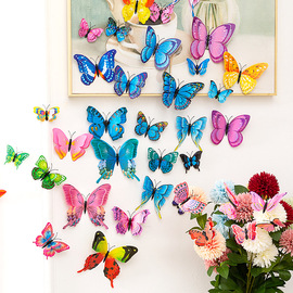 立体仿真3d蝴蝶客厅墙面装饰品，墙贴卧室房间贴画幼儿园创意冰箱贴
