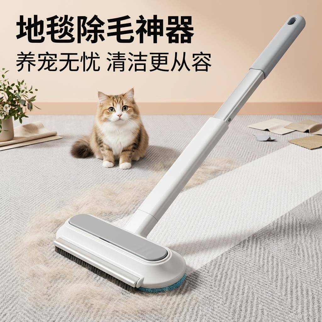 滚床单粘毛器长柄超强力地毯清洁神器多功能刷毛器清理猫毛刮毛新