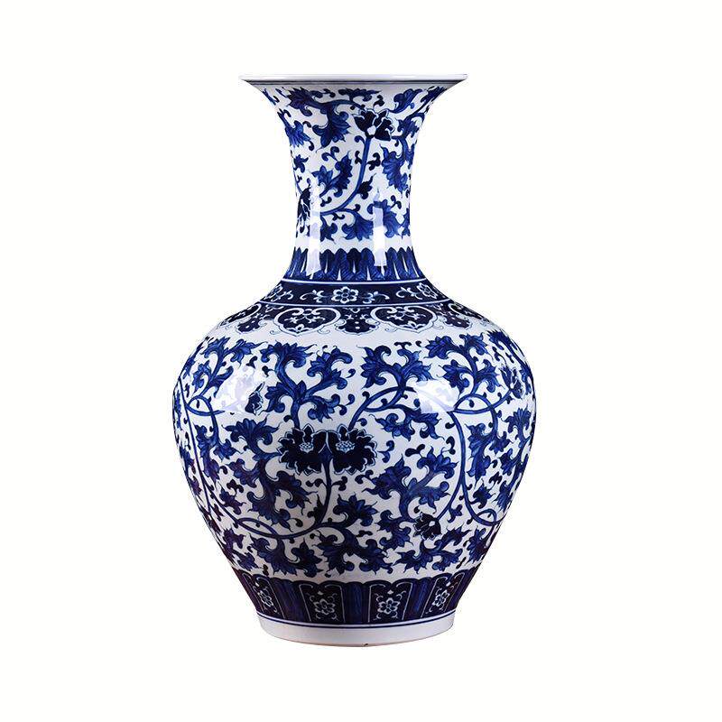景德镇陶瓷花手绘仿古青花瓷大号赏家居客厅插花装饰品摆件