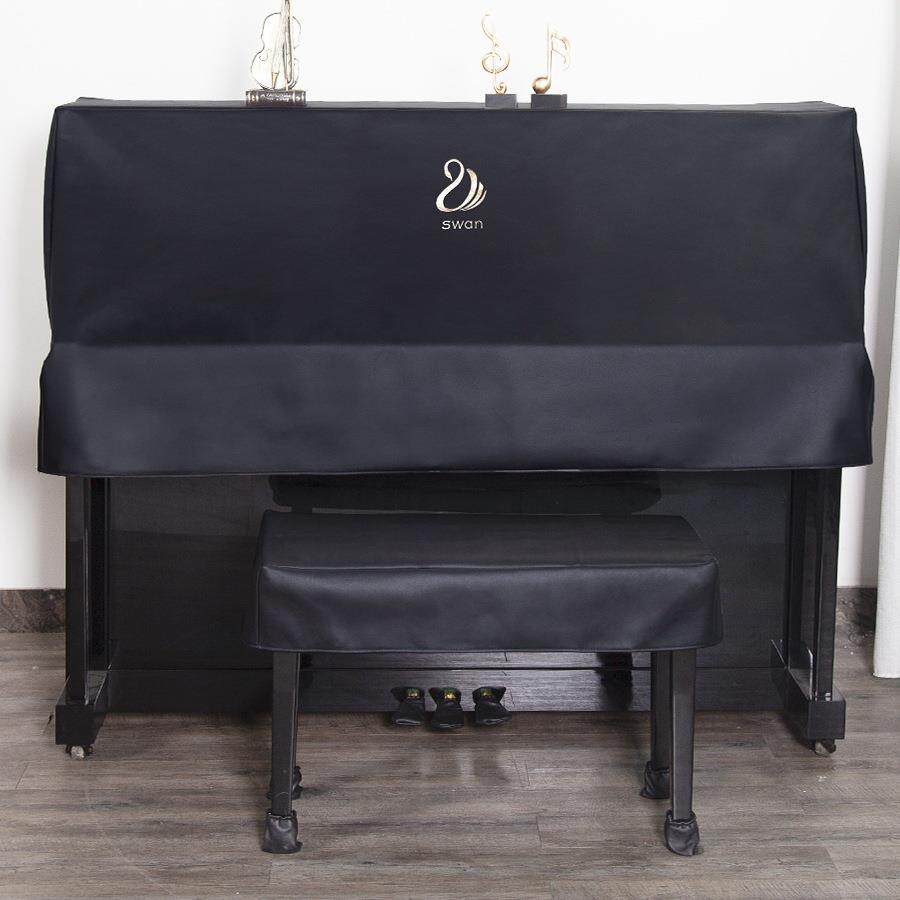 罩防水免洗琴防尘半罩，黑色钢简约凳罩布艺电钢琴罩盖F9675M6H全