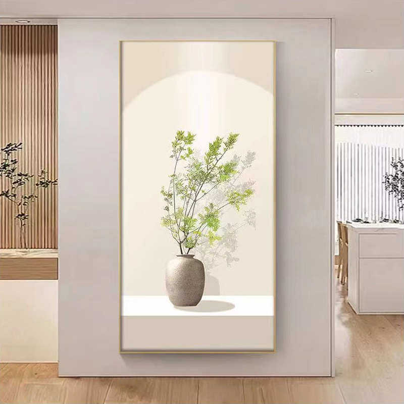 温馨时尚入门玄关装饰画现代简约走廊过道墙壁画竖版进门清新挂画