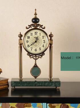 欧式客厅金座钟摆件时属钟台坐钟轻钟奢创意古装6909A-1饰表钟仿