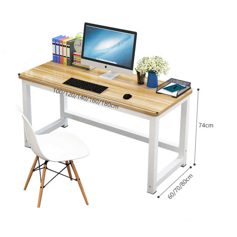 卧室办公桌桌简约台式圆角学习钢木桌电脑桌家用学生书桌双人