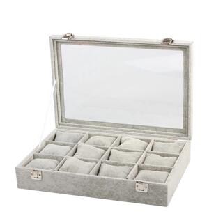 新款首位饰展收宝纳盒手镯手链手表示盒12饰品带盖玻璃珠箱小枕头