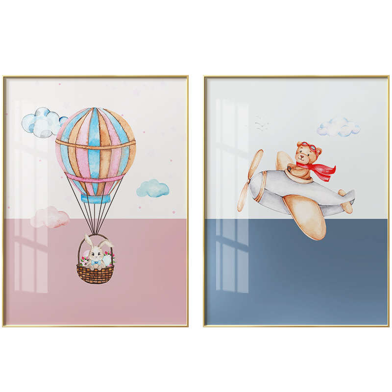 童趣 儿童房装饰画男孩女孩卧室床头卡通动物挂画幼儿园可爱壁画图片