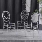 酒店宴会椅水晶椅户外花园婚庆塑料简约透明椅子亚克力竹节椅mω