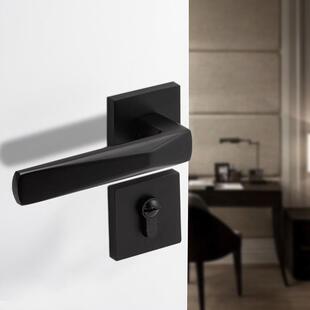 门锁室内静音锁磁吸简约房门锁卧室黑色家用实木门把手分体锁