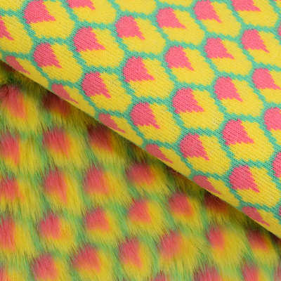 源头工厂提花兔毛 提花狐狸毛仿兔毛面料 人造毛皮菠萝提花布料