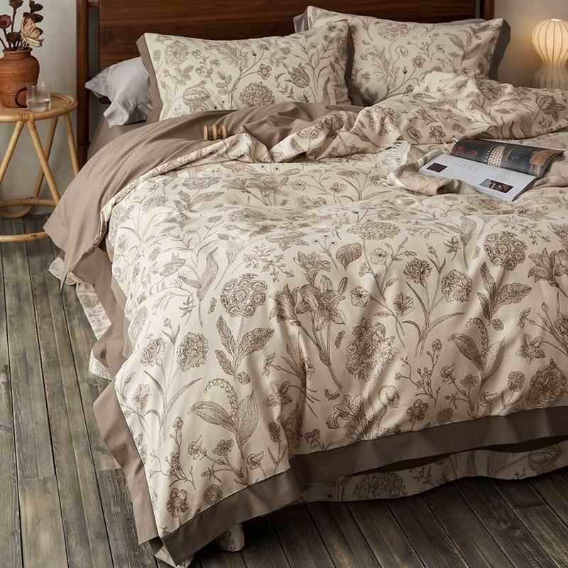 【折扣价】高端加厚全棉磨毛|冬季四件套美式复古风纯棉床单被套1