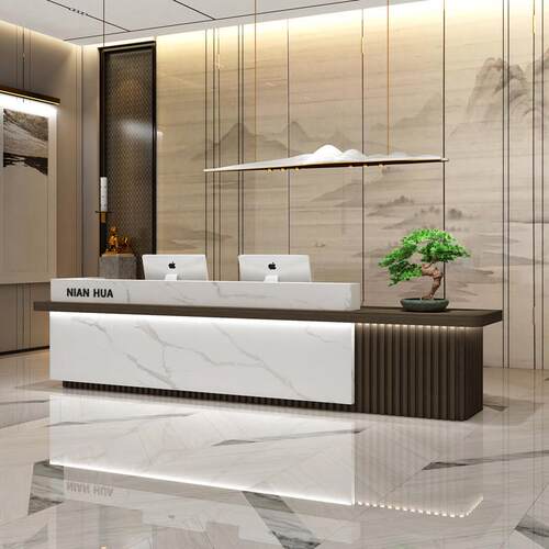 中式接待台设计酒店售楼处收银台 培训中心茶楼简约吧台桌