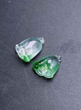 缅甸翡翠a货高冰飘花莲蓬一对fxj10.9-8-4.5mm 9.4-8.2-4.7mm
