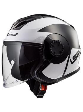 LS2半盔摩托车复古头盔双镜片夏季四分之三电动帽檐四季男女OF570